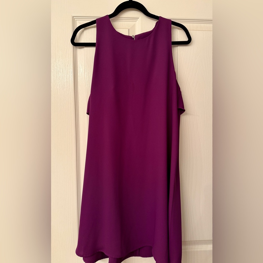 Loft sleeveless A-line dress with ruffled shoulders